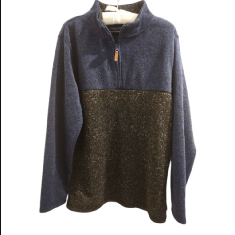 LONDON FOG Collection Navy and Gray Half Zip Up Sweater Mens SZ Medium
